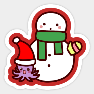 Christmas Octopus and Snowman Sticker